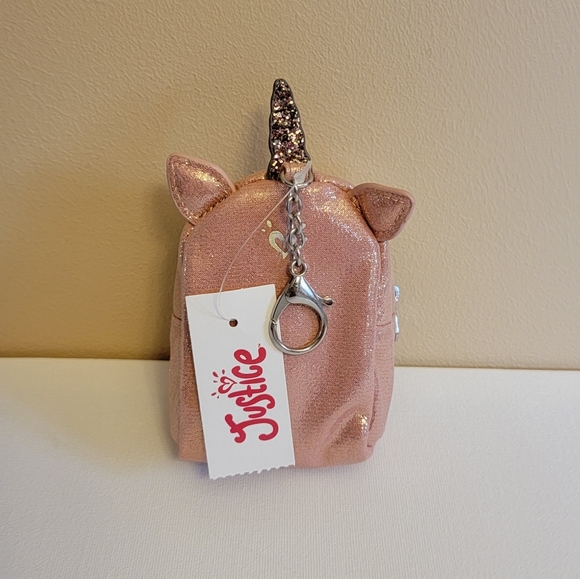 Justice Rose Gold Unicorn Backpack Keychain - Picture 2 of 5